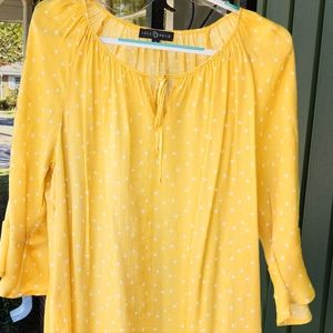 Women's 1X 16/18W Boho Yellow Blouse